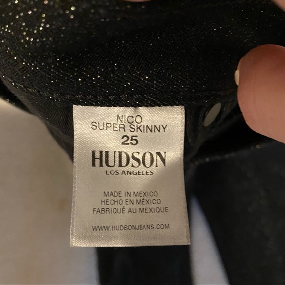 Hudson Black Nico Super Skinny Glitter Jeans size 25 - Picture 6 of 10
